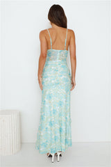 Party Dj Mesh Frill Maxi Dress Mint