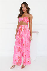 Forest Of Sun Mesh Crop Top Pink