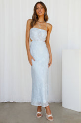 Rainbow Glow Midi Dress Blue