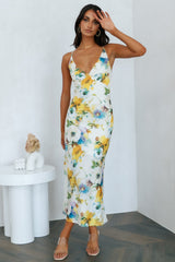 Florals On My Mind Satin Maxi Dress Floral