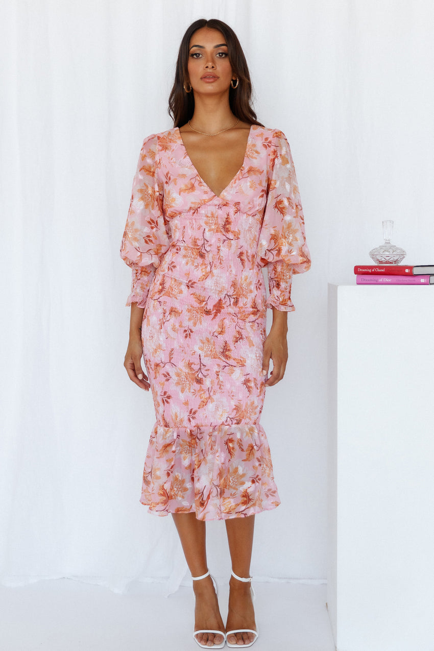 Stories From The Garden Midi Dress Pink