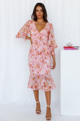 Stories From The Garden Midi Dress Pink