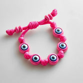 Knotty Good Eye Cord Bracelet - Fuchsia