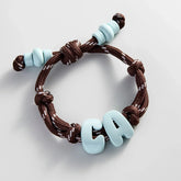 Knotty Enamel Initial Custom Bracelet - Brown/Blue Double Letter