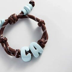 Knotty Enamel Initial Custom Bracelet - Brown/Blue Double Letter