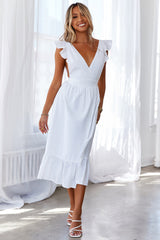 Give Me An Answer Midi Dress White