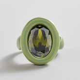 Joy Pop Cubic Zirconia Ring - Dark Green/Olive Green