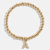 Gold/Pavé Dangle Charm Initial Pisa Bracelet - Gold/Pavé
