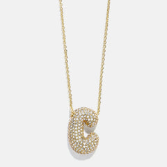 Kids’ Bubble Initial Necklace - Gold/Pavé