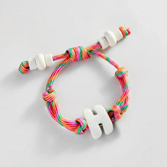Knotty Enamel Initial Custom Bracelet - Multi/White Single Letter