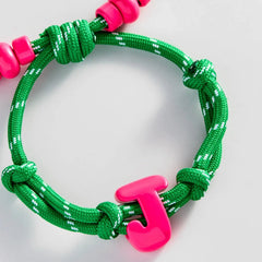 Knotty Enamel Initial Custom Bracelet - Green/Pink Single Letter
