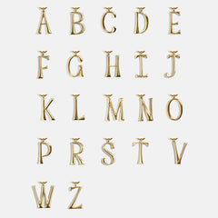 Gold Initial Enamel Bag Charm - V
