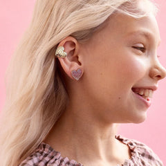 Heart To Heart Kids' Clip-On Earring Set - Pavé Heart Stud