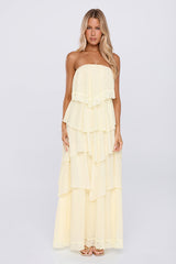 Glossy Days Strapless Maxi Dress Yellow