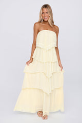 Glossy Days Strapless Maxi Dress Yellow
