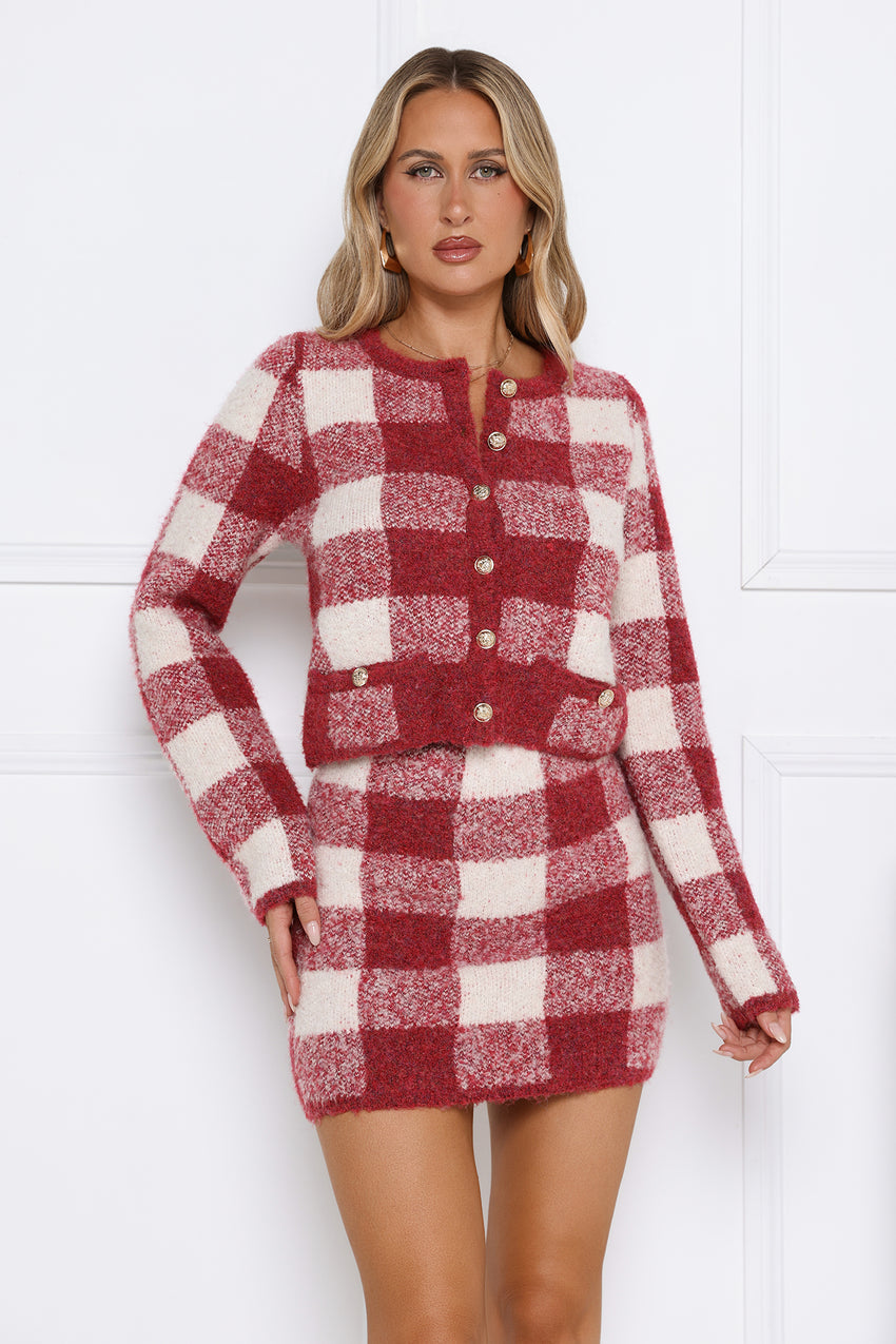 Cosy In London Knit Cardigan Red