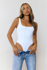 Own The Spotlight Bandage Bodysuit White