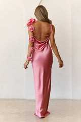 Petal Perfect Satin Maxi Dress Rose
