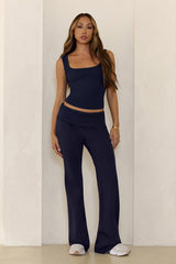 BASE Luxe Rib Thick Strap Tank Top Navy