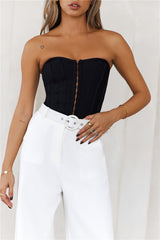 Exposure Bandage Strapless Corset Crop Top Black