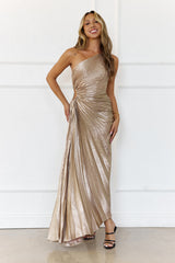 Evening Aura One Shoulder Maxi Dress Champagne