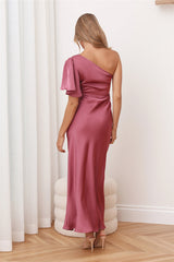 Classy Event Satin Maxi Dress Rose
