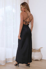 It's Giving Style Satin Maxi Dress Black
