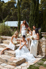The Adeline Halter Satin Maxi Dress Pearl