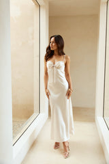 Winery Wedding Satin Maxi Dress Champagne