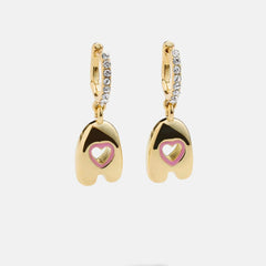 Kids' Initial Earrings - Gold/Pink