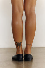 Calico Tabi Split Toe Ballet Flat Black Leather