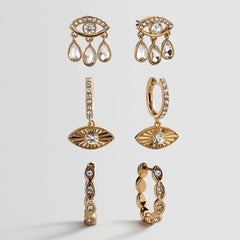 Good Intentions Evil Eye Earring Set - Gold/Pavé