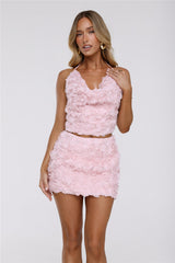 Rosy Rosette Mini Skirt Pink