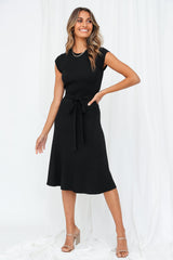 Message Me Back Knit Midi Dress Black