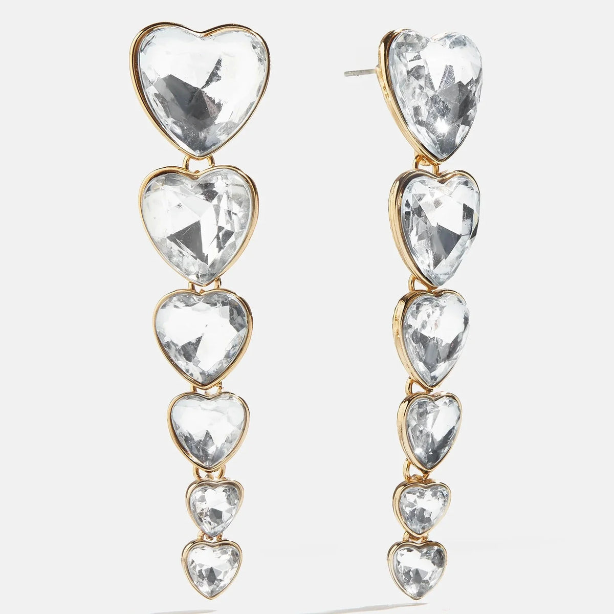 Heart Crystal Statement Drops - Gold/Pavé