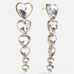 Heart Crystal Statement Drops - Gold/Pavé