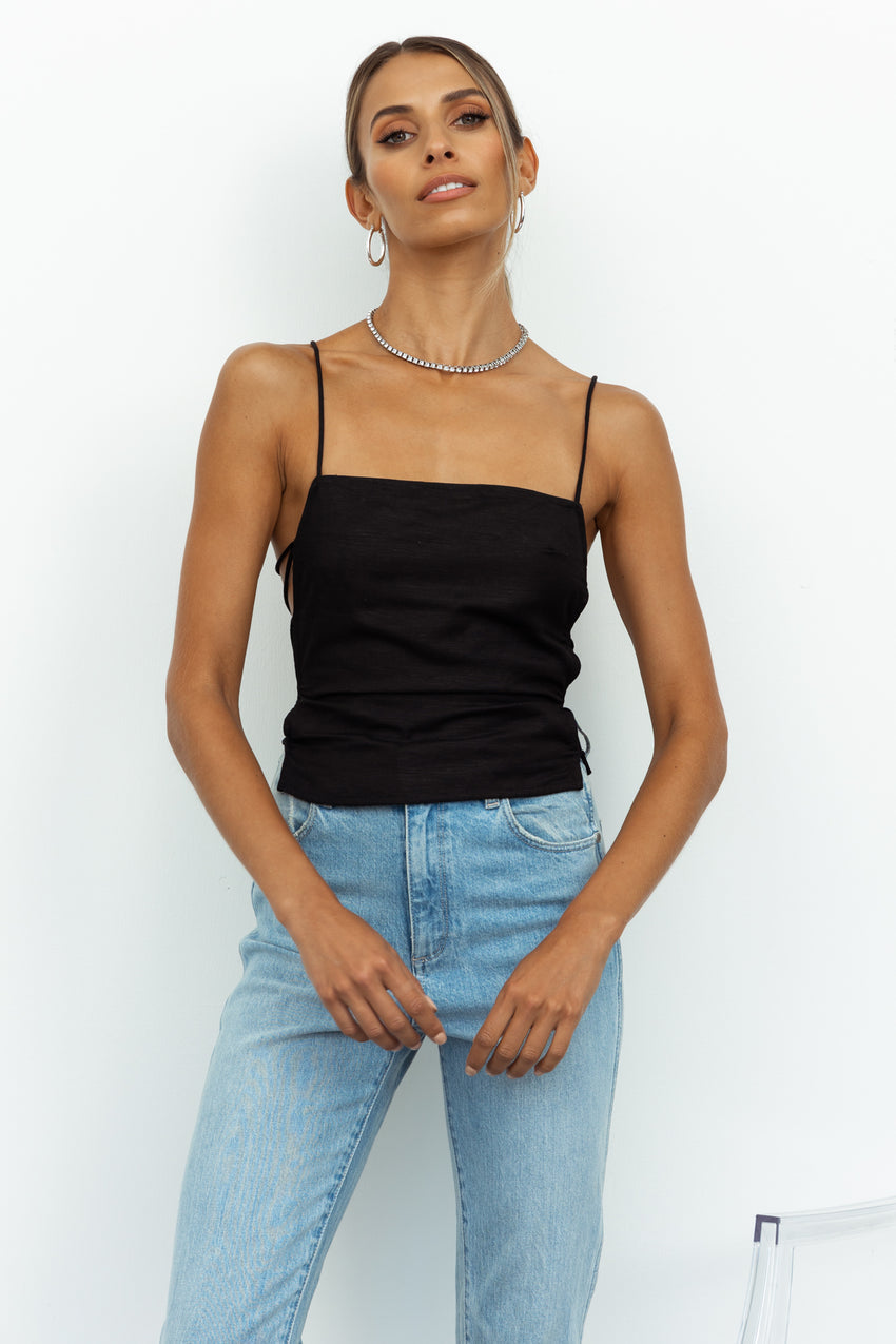 LIONESS Avaris Tie Top Black