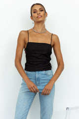 LIONESS Avaris Tie Top Black
