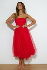 VIP Mood Midi Dress  Red