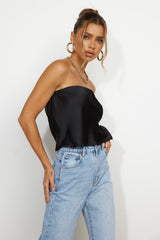 Fresh Style Satin Top Black