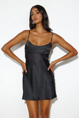 Famous Fit Satin Mini Dress Black