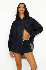 LIONESS NYC Boyfriend Shirt Dark Denim