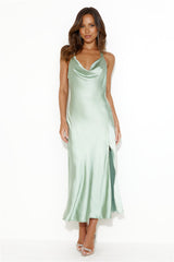 Satin Love Midi Dress Sage