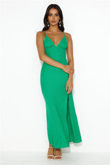 Coastal Resort Linen Midi Dress Green