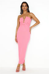 Groove To It Strapless Maxi Dress Pink
