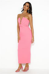 Groove To It Strapless Maxi Dress Pink