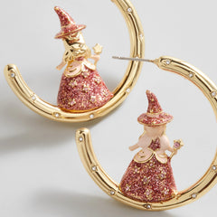 Good Witch Hoop Earrings - Gold/Pink