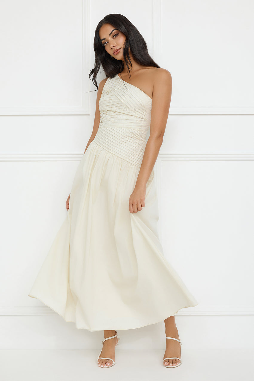 Seashell Moments One Shoulder Maxi Dress Beige