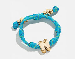 Knotty Initial Custom Bracelet - Aqua Single Letter