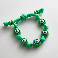 Knotty Good Eye Cord Bracelet  - Bright Green